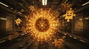 Alt text for the implied image: "Quantum-neural hybrid system illustrating NeuroSA technology using quantum tunneling and AI optimization to solve impossible math problems."