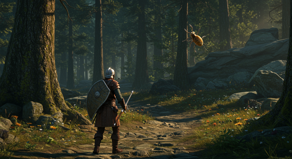 Oblivion Remastered screenshot showcasing enhanced graphics and preserved original bugs in the Elder Scrolls IV world.