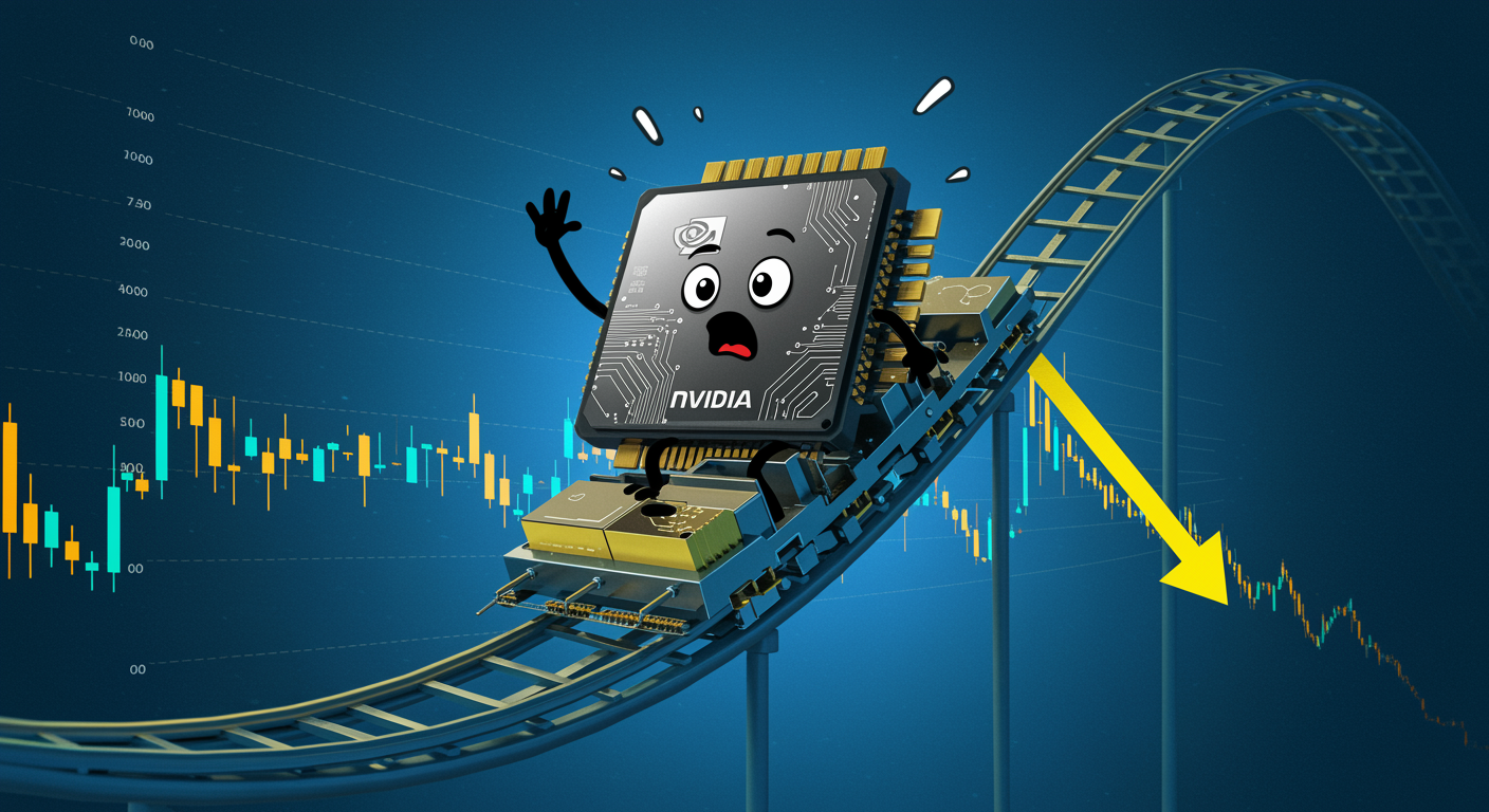 NVIDIA stock price chart showing a decline to $125 due to AI uncertainty and trade restrictions.