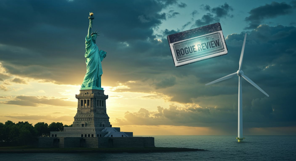 Alt text for the article's implied imagery: "Illustration of the US as a rogue state in climate policy, showing the Trump administration's executive order challenging state environmental laws and global commitments."