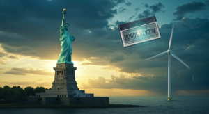 Alt text for the article's implied imagery: "Illustration of the US as a rogue state in climate policy, showing the Trump administration's executive order challenging state environmental laws and global commitments."