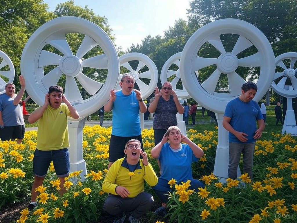 "Johnson City residents protesting a proposed cryptocurrency mining facility, highlighting concerns over noise pollution and environmental impacts."