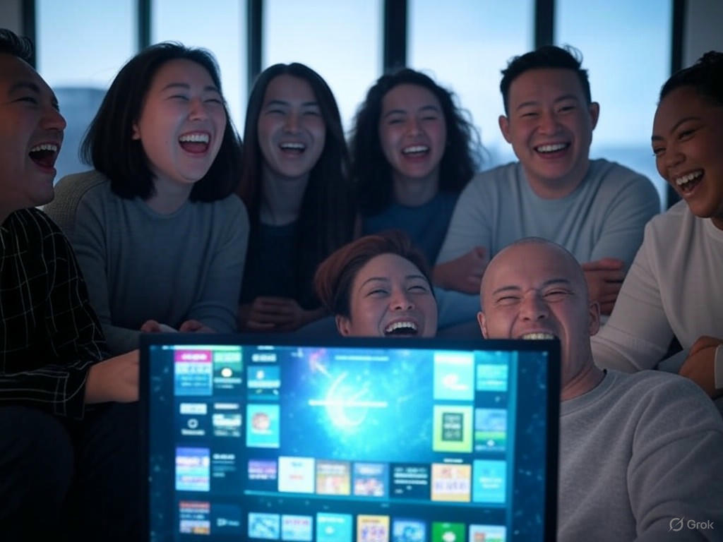 An illustration of experts discussing future TV advertising strategies, featuring AI personalization, connected TV innovations, and cross-platform campaigns.Image