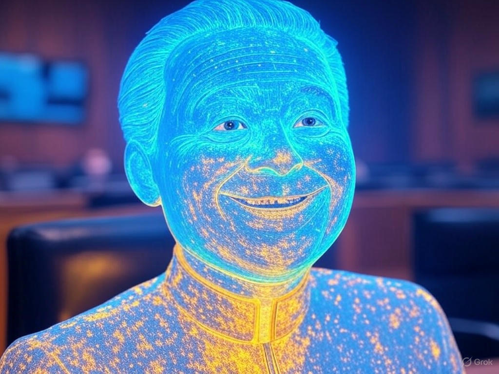 An AI-generated recreation of Christopher Pelkey delivering his victim impact statement in a courtroom, highlighting the use of technology for justice and remembrance.Image