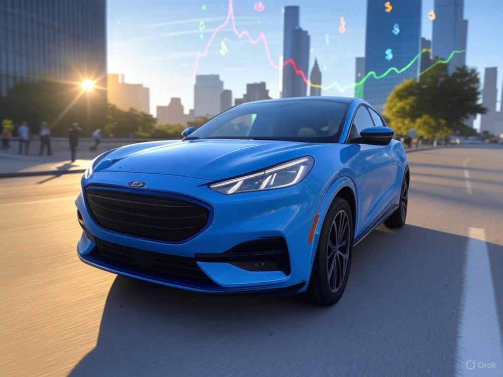 Graph showing Ford's Q1 2025 earnings surpassing expectations with strong EBIT despite tariff challenges.Image