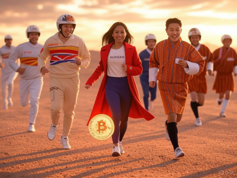 A world map highlighting Bitcoin adoption leaders: Arizona, Britain, and Bhutan in the global cryptocurrency race.