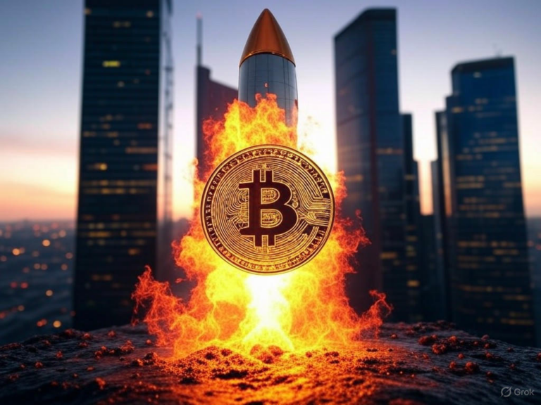 Bitcoin price chart showing surge toward $107,000 after breaking resistance levels.