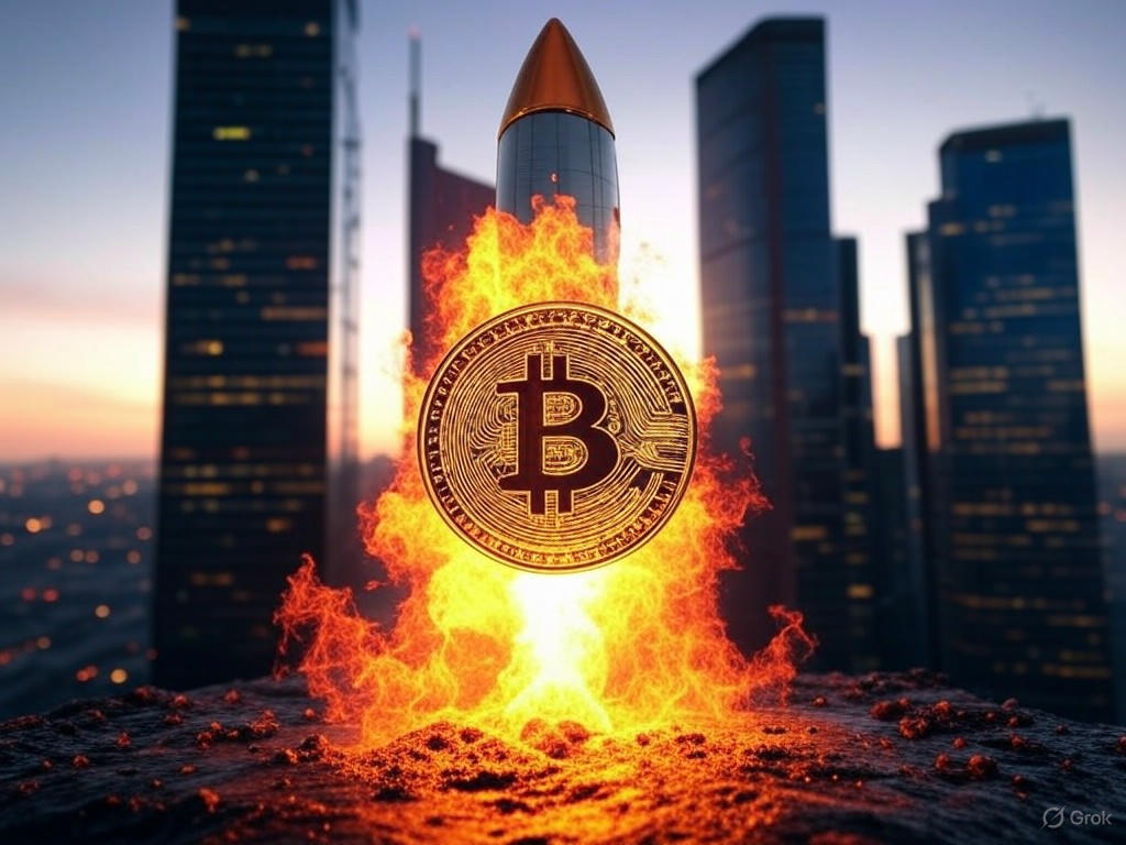 Bitcoin price chart showing surge toward $107,000 after breaking resistance levels.