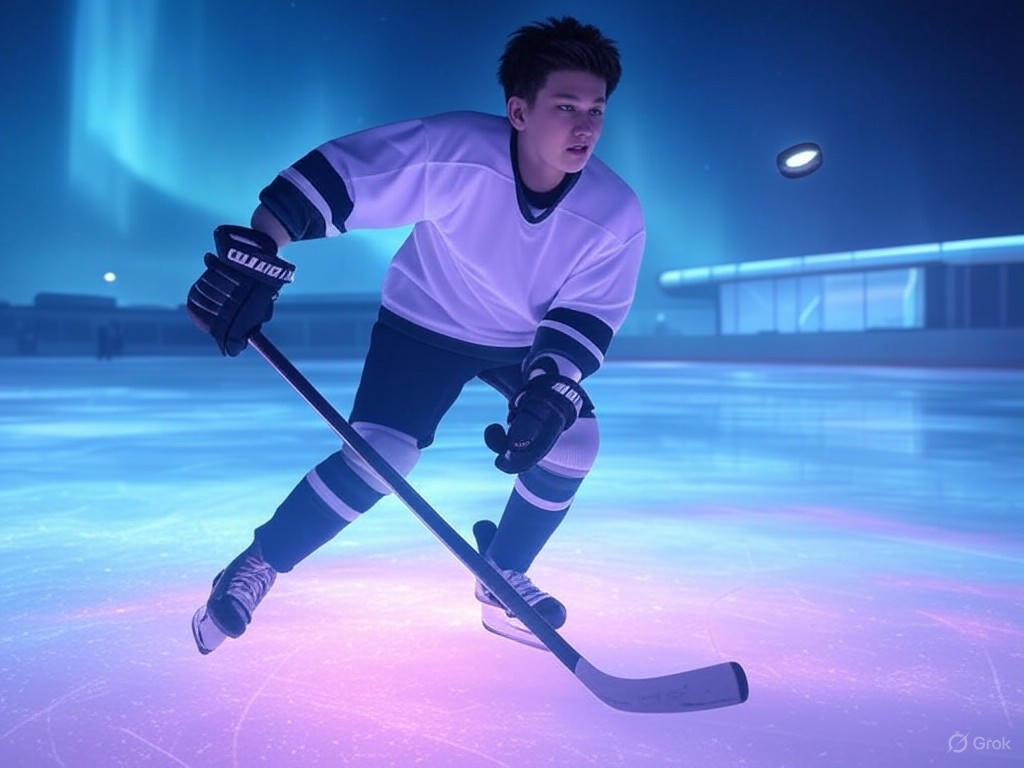 Matthew Schaefer, the top prospect in the 2025 NHL Mock Draft, in action on the ice for the Erie Otters, showcasing his elite skating and defensive skills.Image