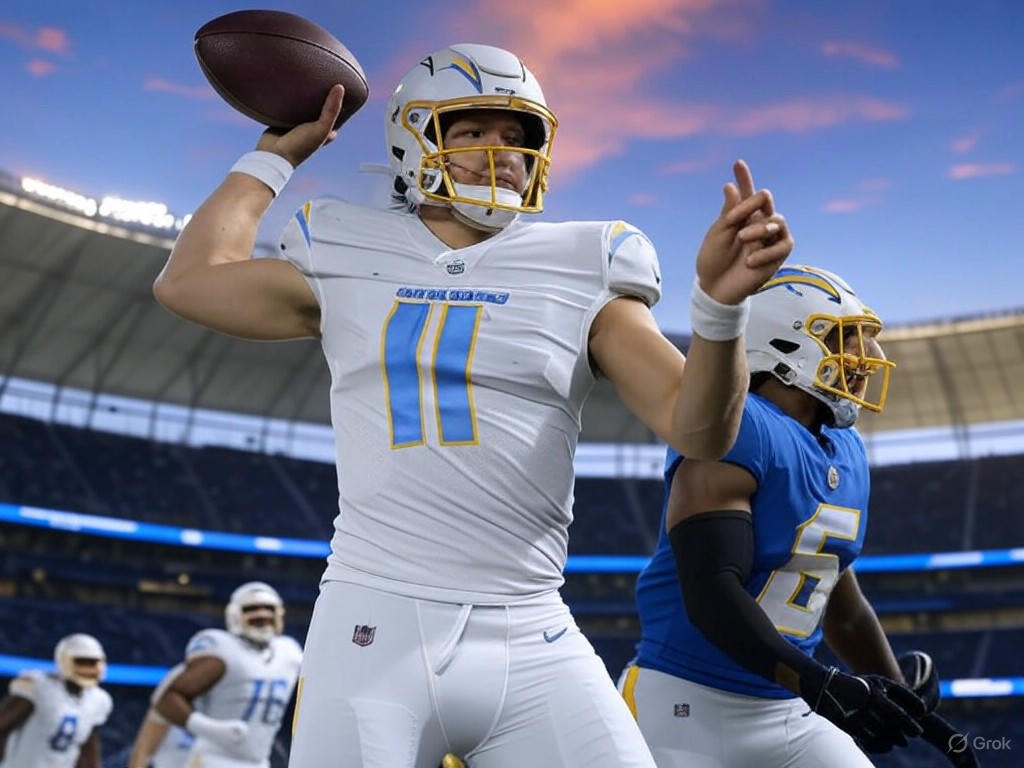 2025 Chargers schedule prediction featuring Omarion Hampton and key team insights.Image