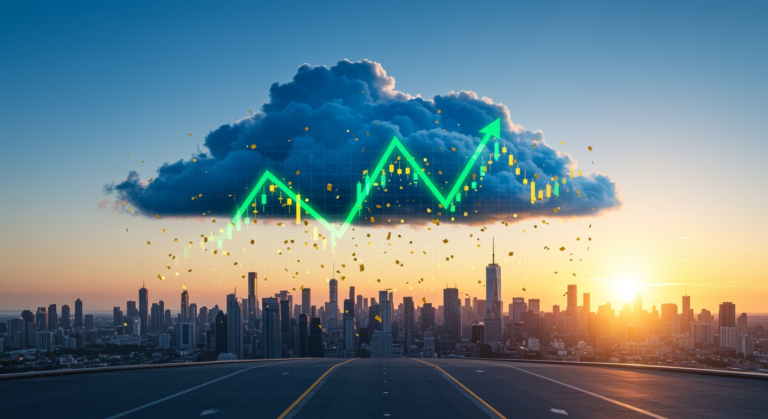 A chart illustrating Microsoft's Q3 2025 earnings surpassing forecasts, with a stock surge driven by AI and cloud growth.Image