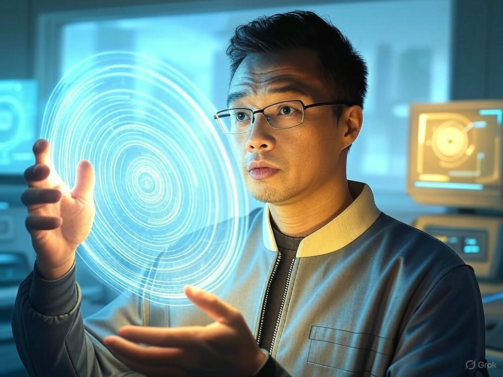 An illustration of Elon Musk unveiling Grok AI on the X platform, symbolizing debates on AI censorship, bias, and transparency.Image