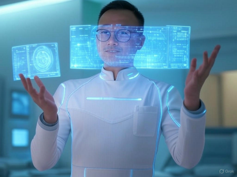 A doctor analyzing medical data on a screen, illustrating the challenges of AI data shortages in healthcare 2025.
