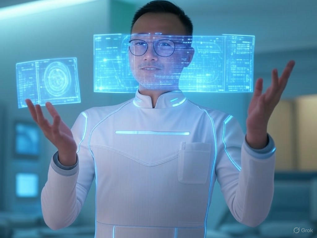 A doctor analyzing medical data on a screen, illustrating the challenges of AI data shortages in healthcare 2025.