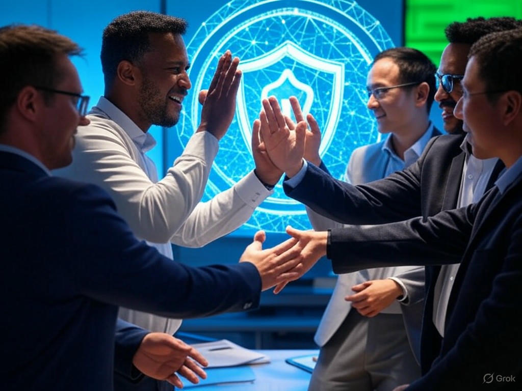 Illustration of key government AI cybersecurity priorities in 2025, including risk management, regulatory compliance, and proactive threat prevention for federal initiatives.