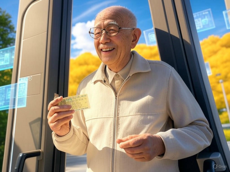 A man presenting his 85-year-old ticket at the entrance of Japan World Expo 2025, symbolizing history and perseverance.Image