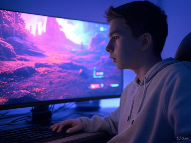 An illustration of AI transforming the gaming industry, showing dynamic NPCs, innovative game development, and potential ethical risks, with elements of heroism and villainy.Image