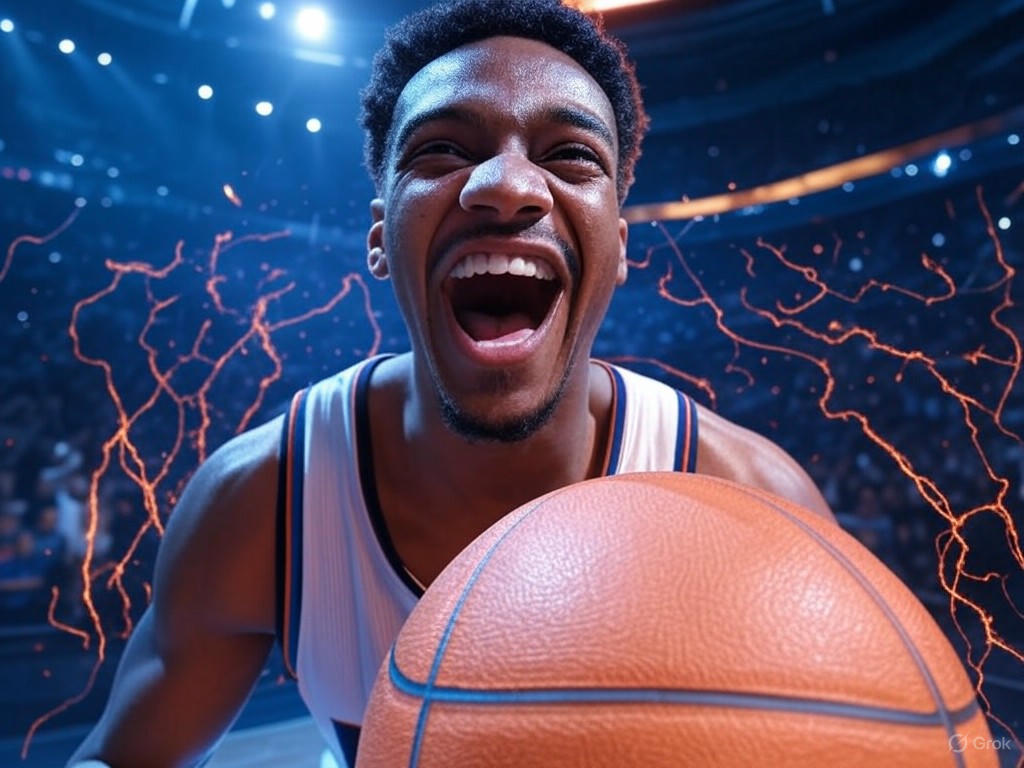 Anthony Edwards hits a clutch three-pointer in the Warriors vs Timberwolves NBA playoff game on May 6, 2025, energizing the crowd.Image