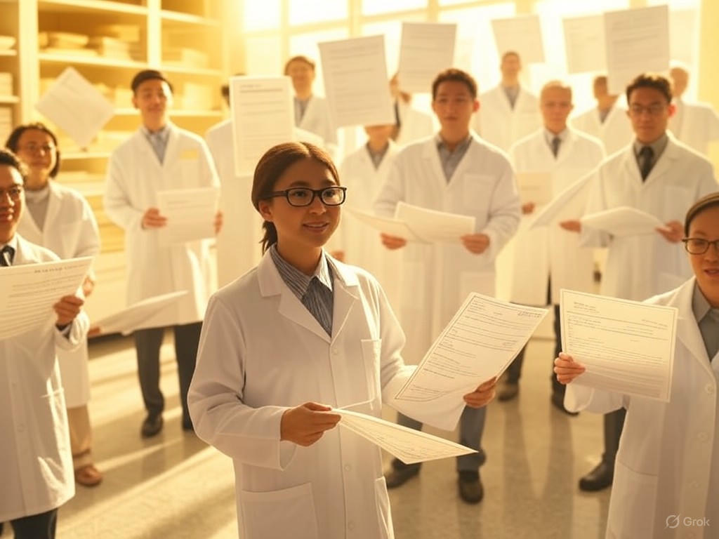 A photograph of President Donald Trump signing executive orders during his first 100 days, illustrating the impact on science and health policy through funding cuts, agency restructurings, and climate research suppression.