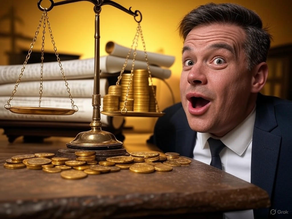 A conceptual illustration of lawsuit investing strategies, depicting a balanced scale with legal documents on one side and growing investment charts on the other, symbolizing high-return opportunities and risk management in 2025.
