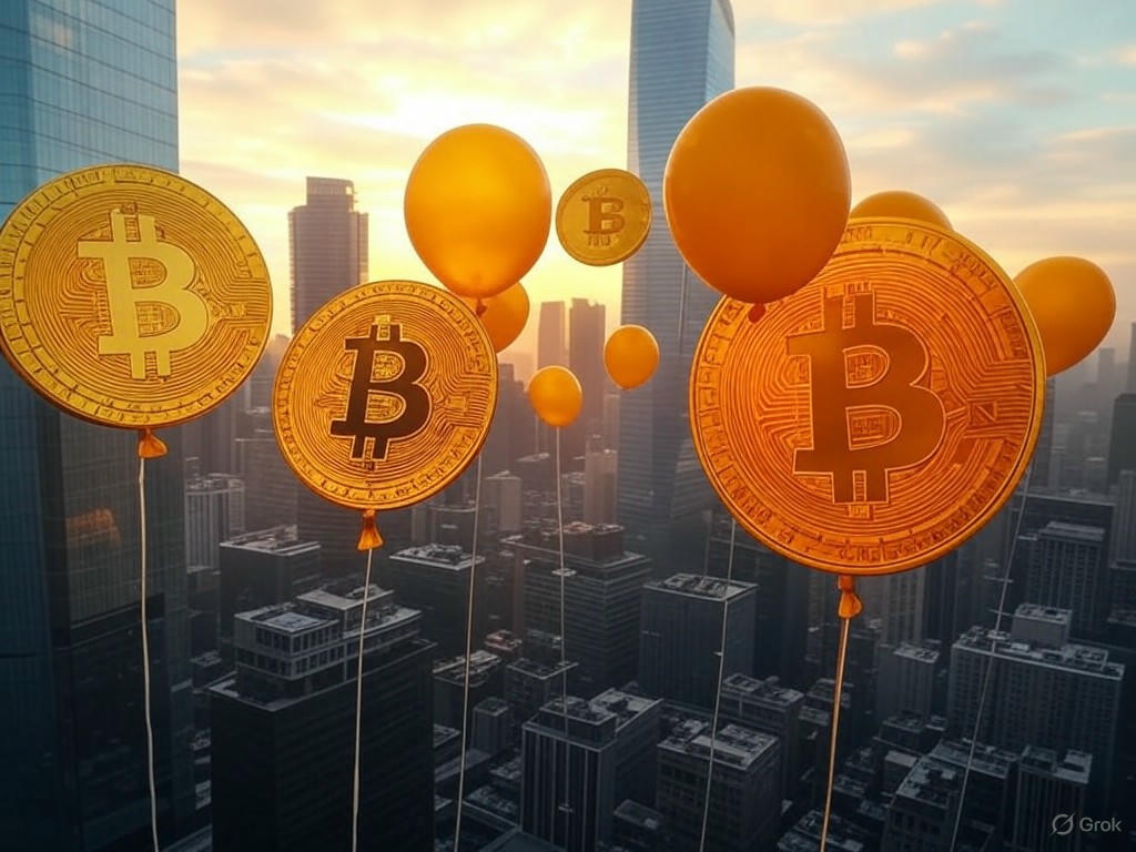 A graph illustrating the rising trends of Bitcoin and Ethereum prices, highlighting top cryptocurrency stocks for potential market gains in 2025.