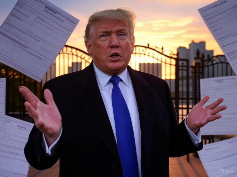 President Donald Trump announcing his vow to revoke Harvard University's tax-exempt status, highlighting the ongoing dispute over federal funding and educational policy.