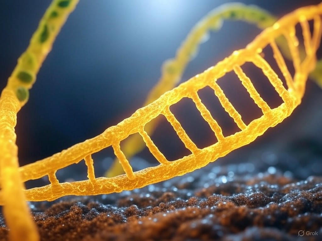 An illustration of the PZL-A molecule binding to DNA polymerase gamma to restore mitochondrial function and treat rare POLG-related mitochondrial diseases.