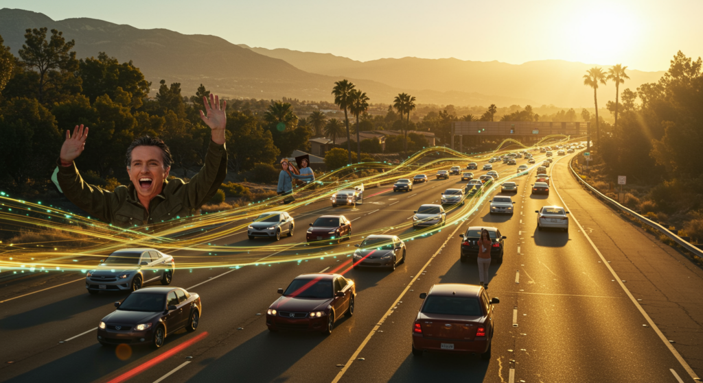 Generative AI tools enhancing California state government efficiency and public services, featuring Governor Newsom's initiatives for AI implementation in traffic management and digital transformation.