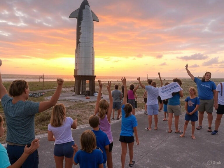 Starbase Texas residents voting to support SpaceX city status, featuring Elon Musk's rocket launch site in Boca Chica.