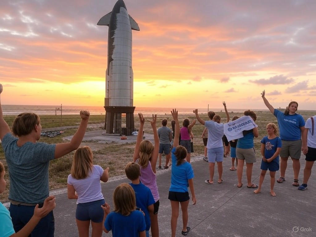 Starbase Texas residents voting to support SpaceX city status, featuring Elon Musk's rocket launch site in Boca Chica.