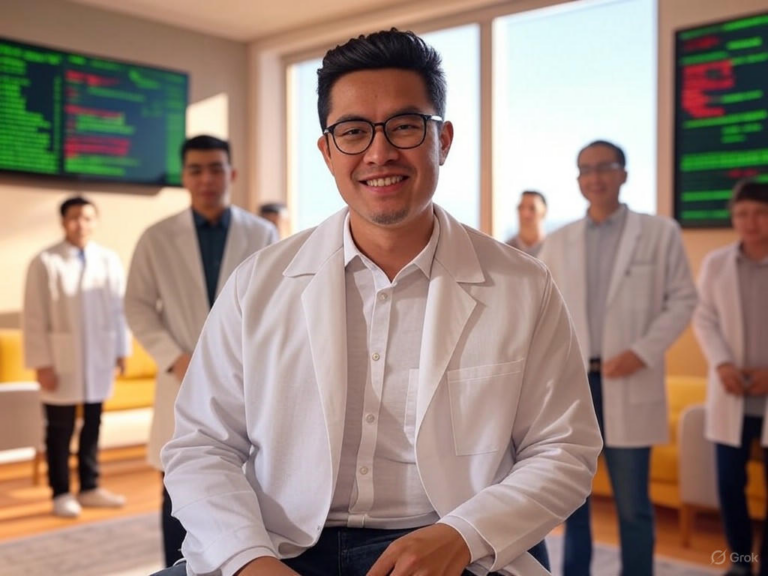 A professional data scientist preparing for a 2025 interview, surrounded by charts, code examples, and mock interview notes to highlight key strategies for technical skills, mock sessions, and career success.