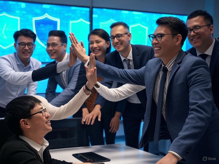 Illustration of AI agents in cybersecurity detecting threats, ensuring reliable defense, and addressing vulnerabilities in automated cyber operations.