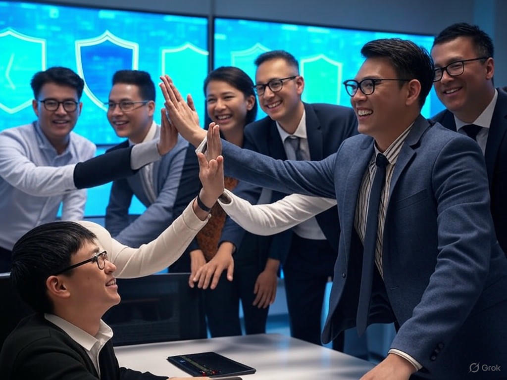 Illustration of AI agents in cybersecurity detecting threats, ensuring reliable defense, and addressing vulnerabilities in automated cyber operations.