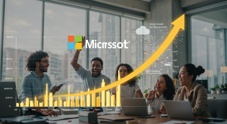 Chart illustrating Microsoft's Q3 2025 earnings surge, driven by AI and cloud revenue growth.