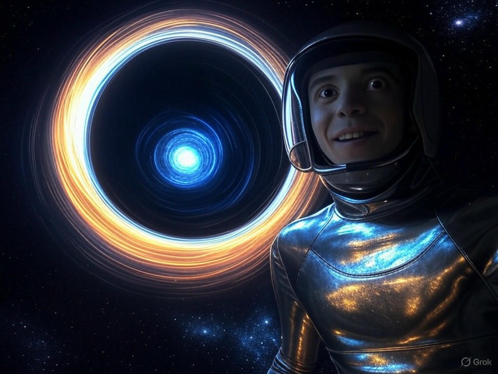 Illustration of quantum black holes eliminating singularities through quantum gravity, featuring smooth spacetime curvature and resolutions to cosmic paradoxes.