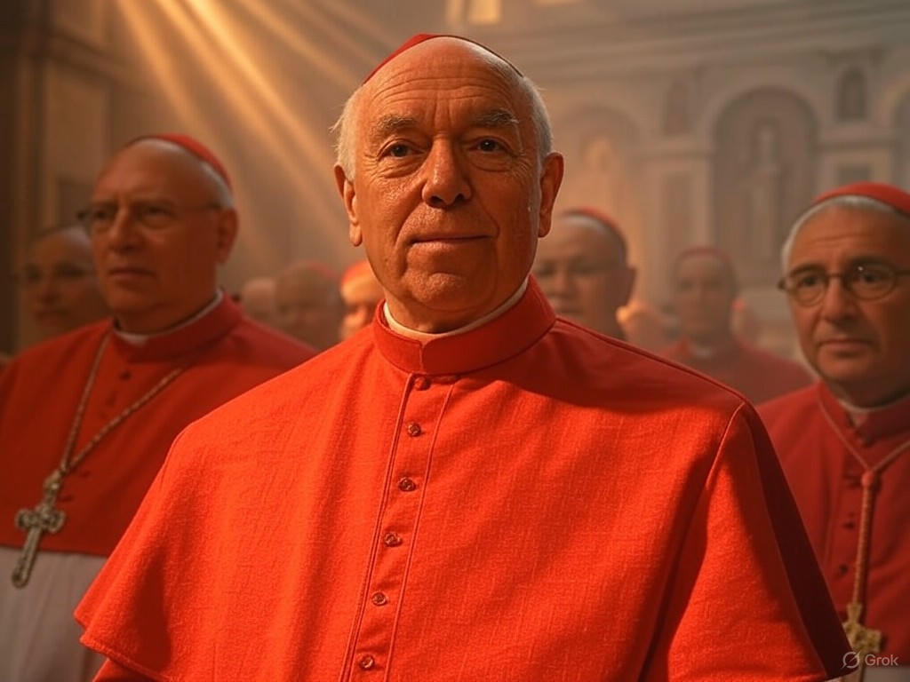 A depiction of cardinals in the Sistine Chapel during the papal conclave, illustrating Vatican election secrets and the College of Cardinals' voting process.