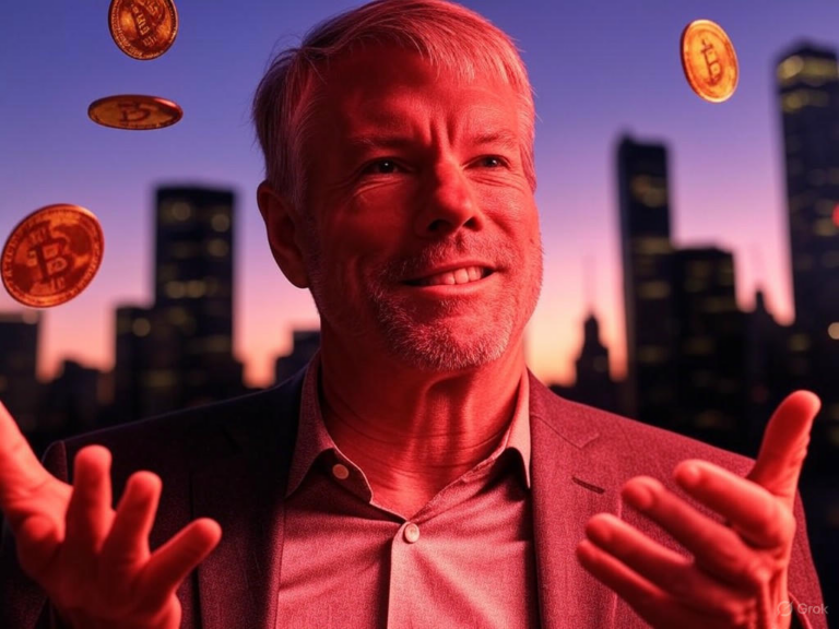 Michael Saylor overseeing Saylor's Bitcoin investment strategy, highlighting quarterly loss, $21 billion equity offering, crypto holdings risks, and market impact on corporate bet.