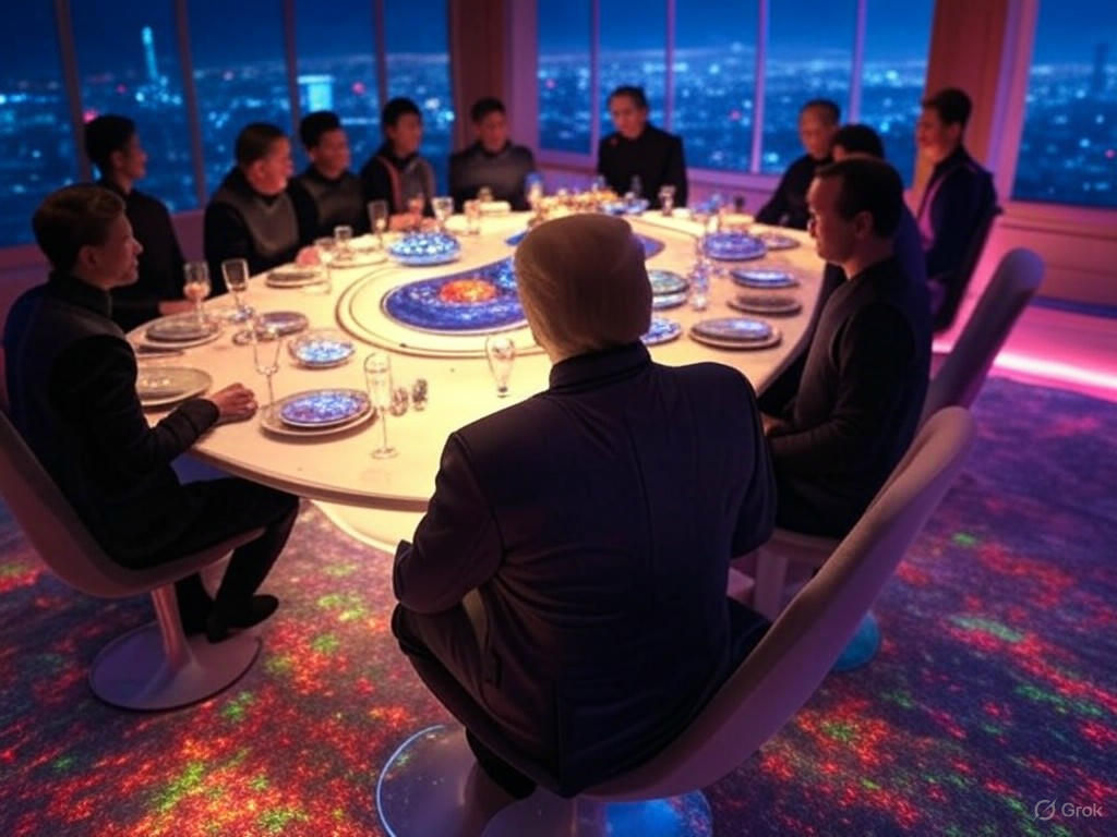 President Trump hosting a $1.5M crypto dinner fundraiser, highlighting ethics concerns and conflicts of interest in cryptocurrency regulation.