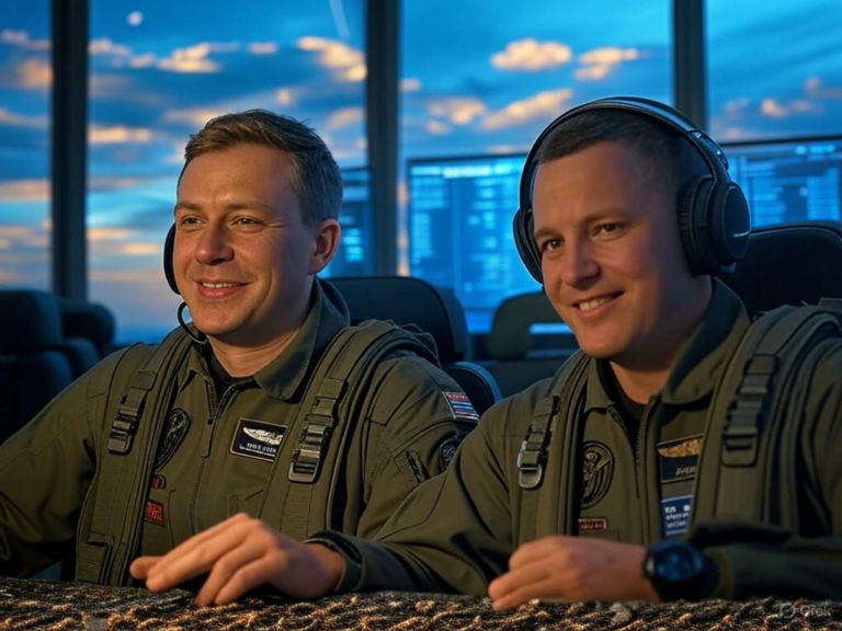 Air Force AI illustration: Military personnel collaborating with AI systems for ethical operations, including predictive maintenance, ISR, and human-machine teaming.