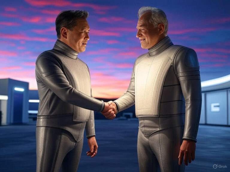 California Governor Gavin Newsom and former President Donald Trump shaking hands on a $7.5 billion Hollywood tax credit plan to boost film production in California.