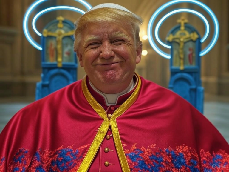 AI-generated image of former President Donald Trump dressed in papal robes, shared by the White House during Catholic Church conclave preparations.Image