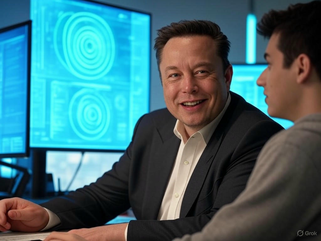 Elon Musk leading DOGE's AI-driven transformation of federal regulations, featuring innovative technology and government efficiency reforms.Image