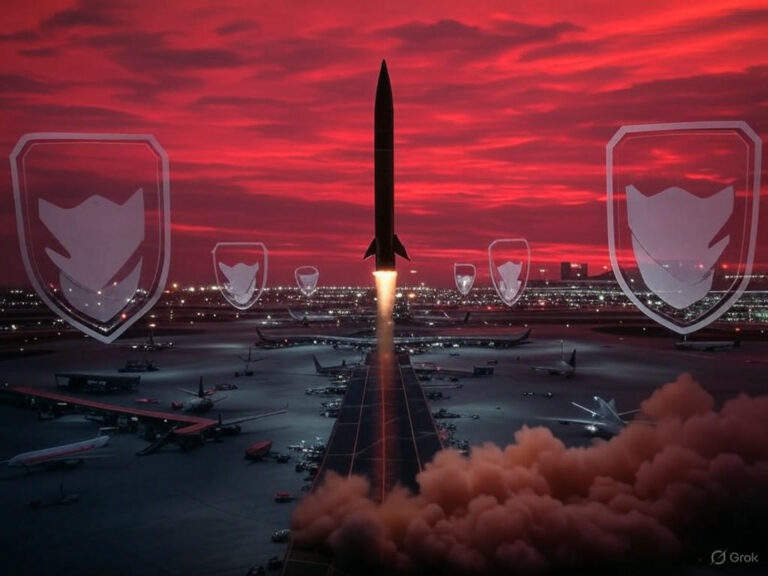 Houthi missile attack on Ben Gurion Airport, showing Israeli defense systems failing amid flight cancellations and Yemen conflict escalation.