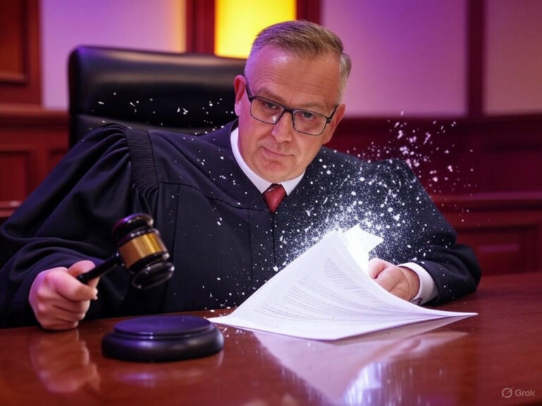 Alt text: "Federal judge strikes down unconstitutional Trump executive order targeting Perkins Coie, symbolizing protection of legal independence and First Amendment rights."