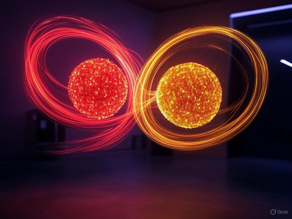 Illustration of quantum entanglement breakthrough, showing entangled particles solving the 20-year purity puzzle in quantum computing and technologies.