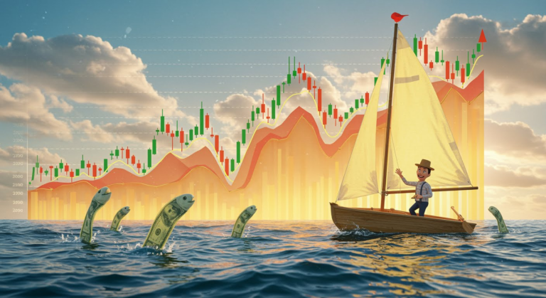 A stock market chart showing turbulent trends and investment strategies for 2025 volatility.