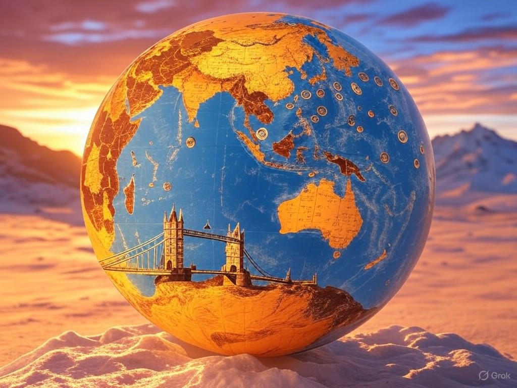 A global map illustrating cryptocurrency adoption with highlights on Arizona's Bitcoin reserves, Britain's regulatory innovations, and Bhutan's sustainable crypto strategies.