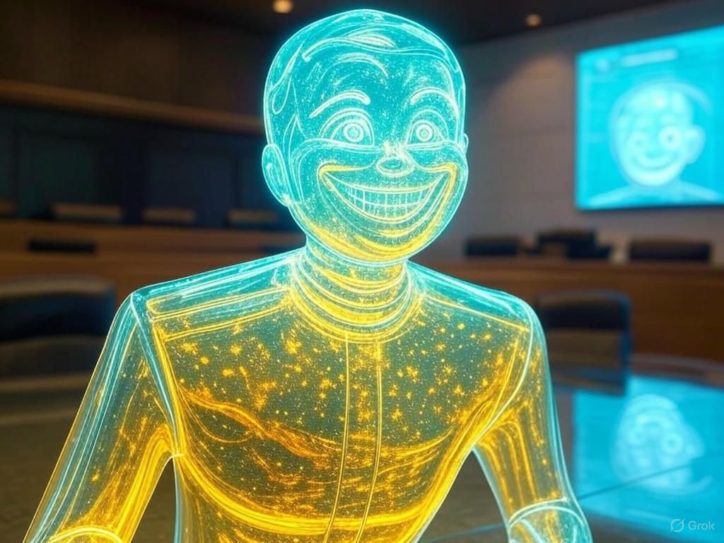 An AI-generated recreation of a deceased shooting victim delivering a statement in an Arizona courtroom, highlighting innovative technology in modern justice systems.Image