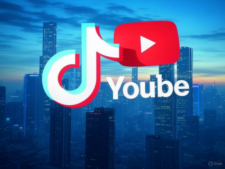 An illustration of TikTok and YouTube platforms evolving together, highlighting their mutual influences on content creation, social media trends, and monetization strategies for 2025.Image