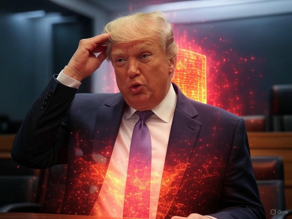 Donald Trump discussing the U.S. Constitution, emphasizing presidential oath and obligations to uphold due process and executive power.